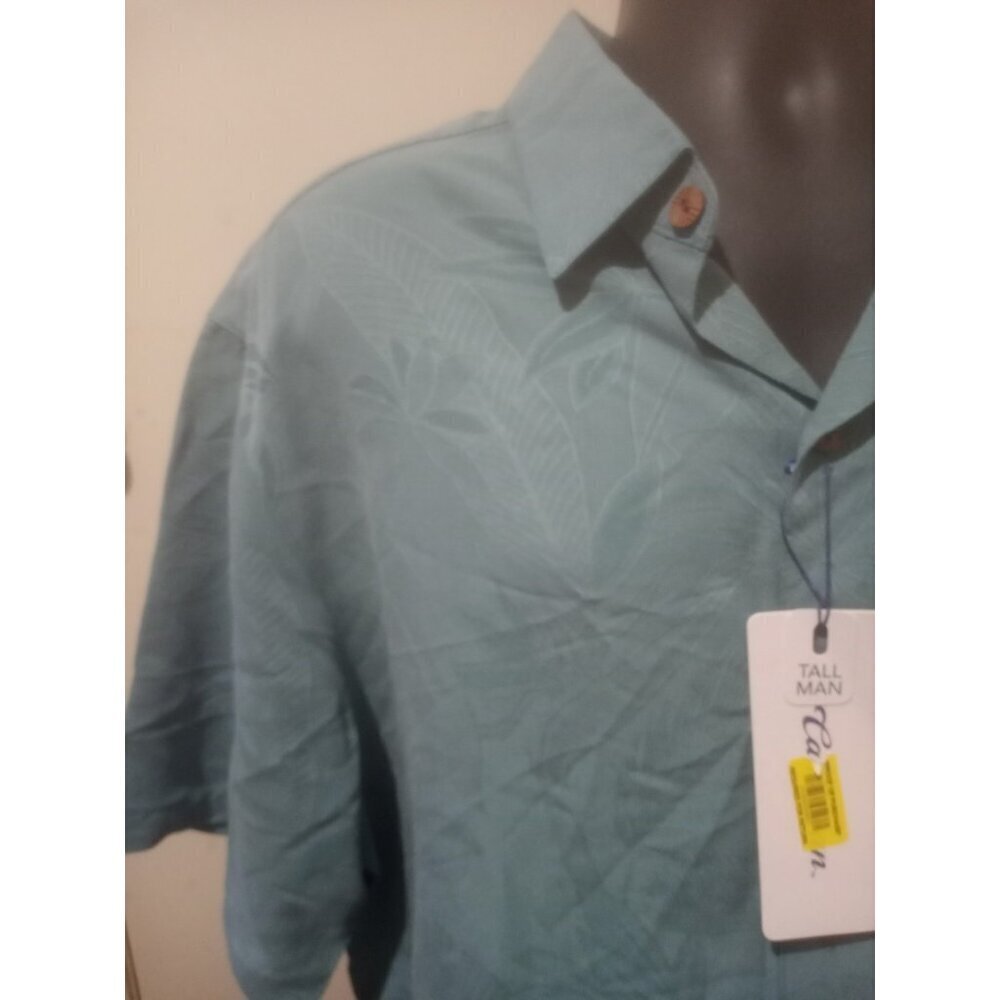 New Roundtree & Yorke Caribbean Tall Man 2XT Blue Floral Print Button Shirt Blue - Picture 6 of 14